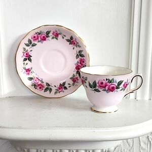 Pale Pink Colclough Tea Cup and Saucer with Roses, Pattern 8239, Vintage